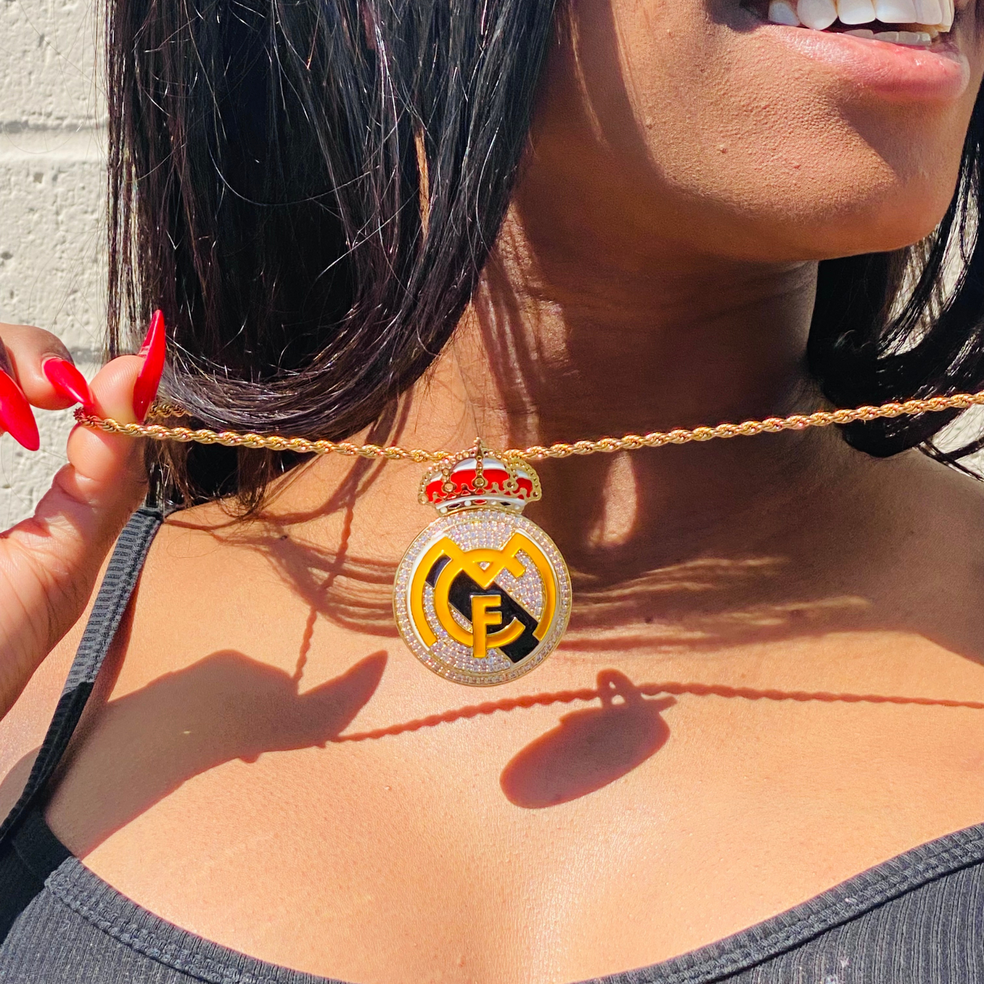 Real Madrid necklace with Real Madrid badge pendant. Soccer Necklace.