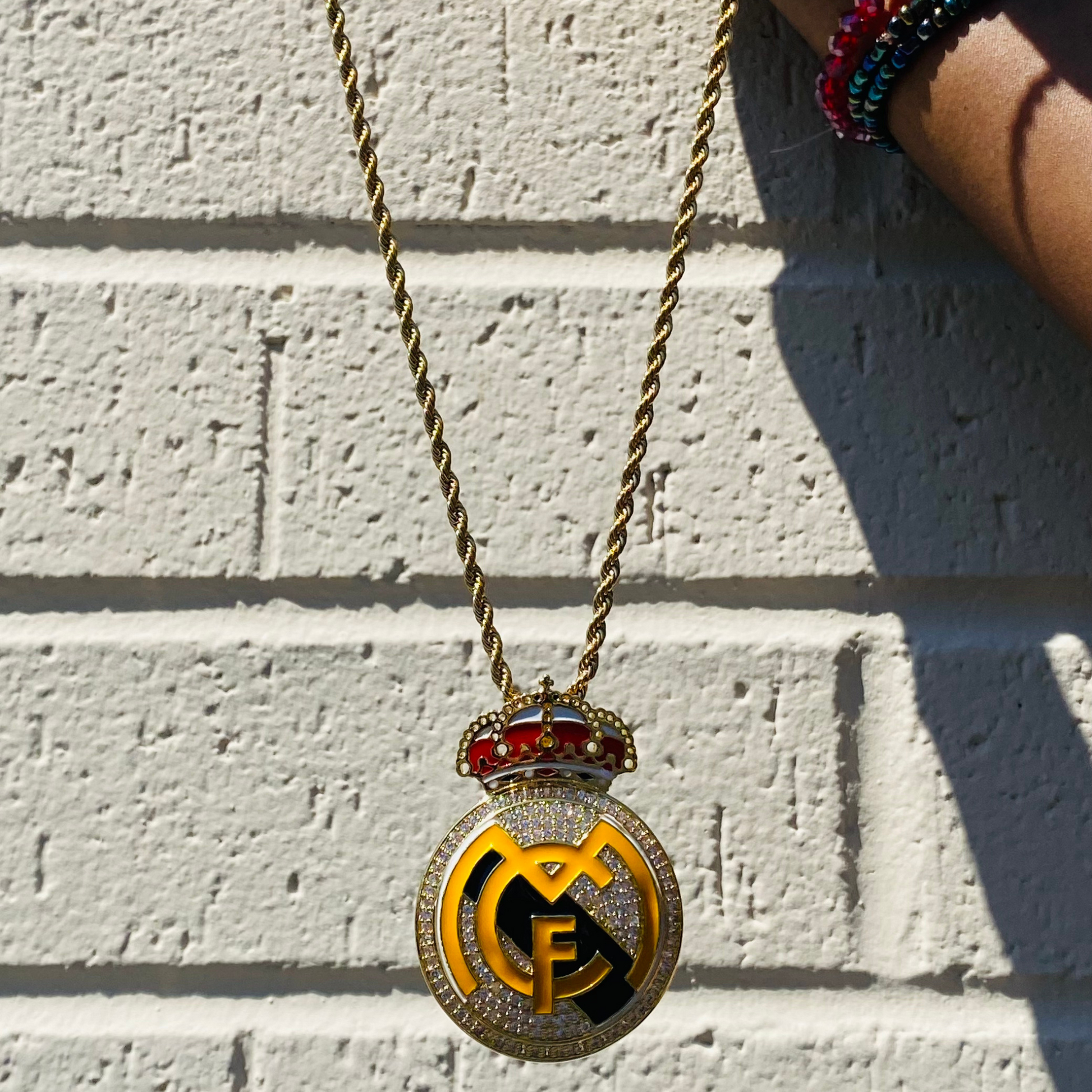Real Madrid necklace with Real Madrid badge pendant. Soccer Necklace.